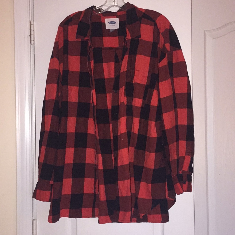 Old Navy Red and Black Plaid Button-Down